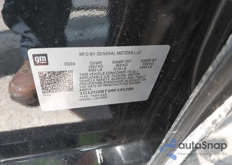 2024 Chevrolet Malibu Fwd Rs z USA, uszkodzony, nr VIN 1G1ZG5ST1RF191289